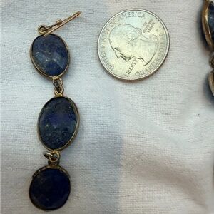 Lapis Blue Stone Drop Earrings - Classic Women's Jewelry